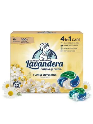 LAVANDERA Капсулы для стирки белья Flores Silvestres кондиционером и пятновыводителем 22шт*22г / Лавандер / Испания